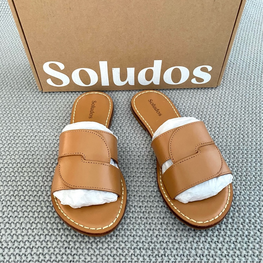 Soludos Shea Interlocking Sandals Camel Size 6 NIB - Picture 2 of 12